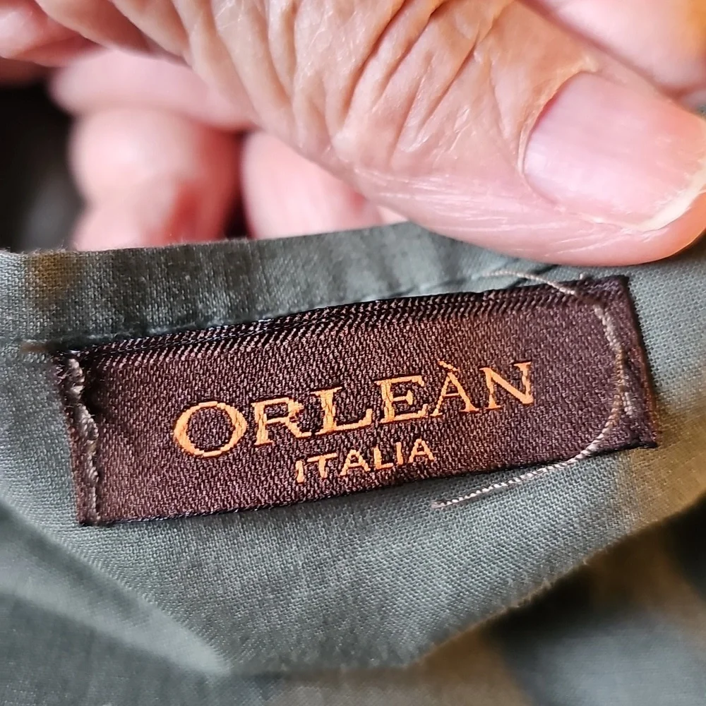 ORLEAN, Shift Pop Over‎ Dress Made In ITALY. moss Green Size XS